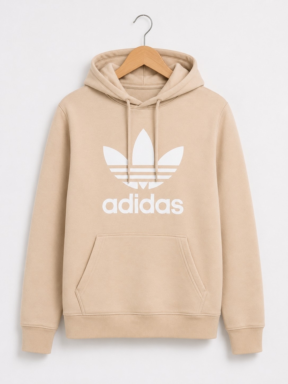 adidas Beige Trefoil Pullover Hoodie